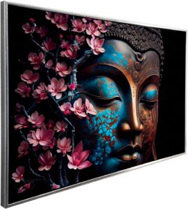 Ideas Creativas In | Cuadro sublimado en tela | Marco Elegante| Rostro de Buda Con Flores Rosas|...