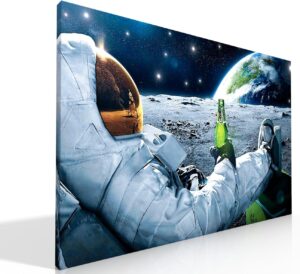 Cuadro Decorativo Moderno Para Recámara Astronauta con Cerveza Personalizable-Canvas-Decoracion...