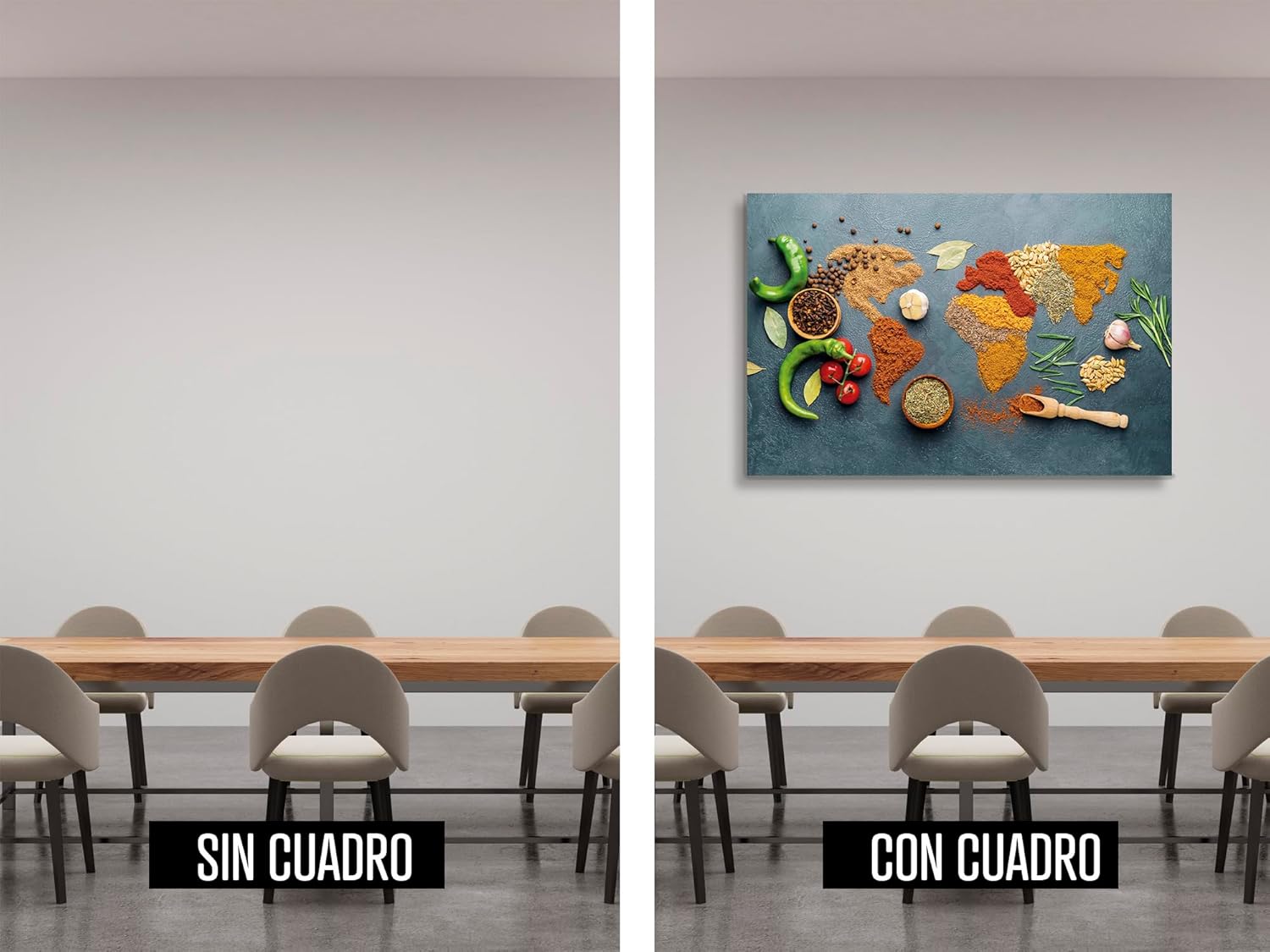 Ideas Creativas In-Cuadro Decorativo Sublimado en Tela Especias Para Cocinar-Decoracion para Cocina Restaurante Comedor-120 x 80 cm - Imagen 5
