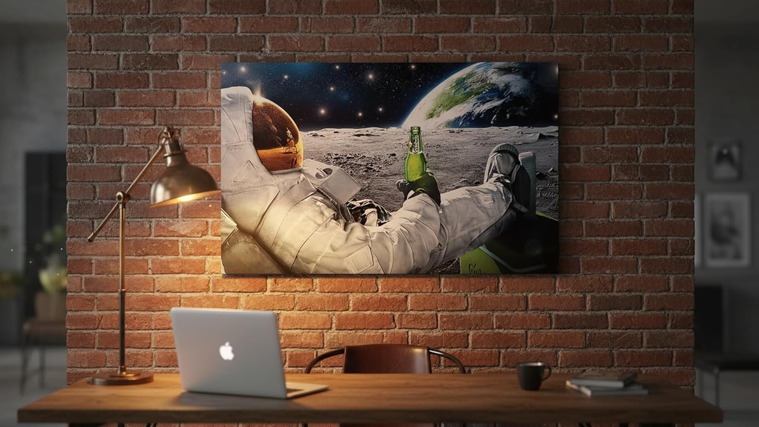 Cuadro Decorativo Moderno Para Recámara Astronauta con Cerveza Personalizable-Canvas-Decoracion -Ideas Creativas In 120 x 80 cm - Imagen 4