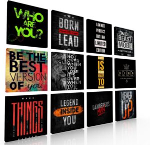 Set de 12 Cuadros Decorativos Frases Poderosas Y Motivadoras Para Hombres