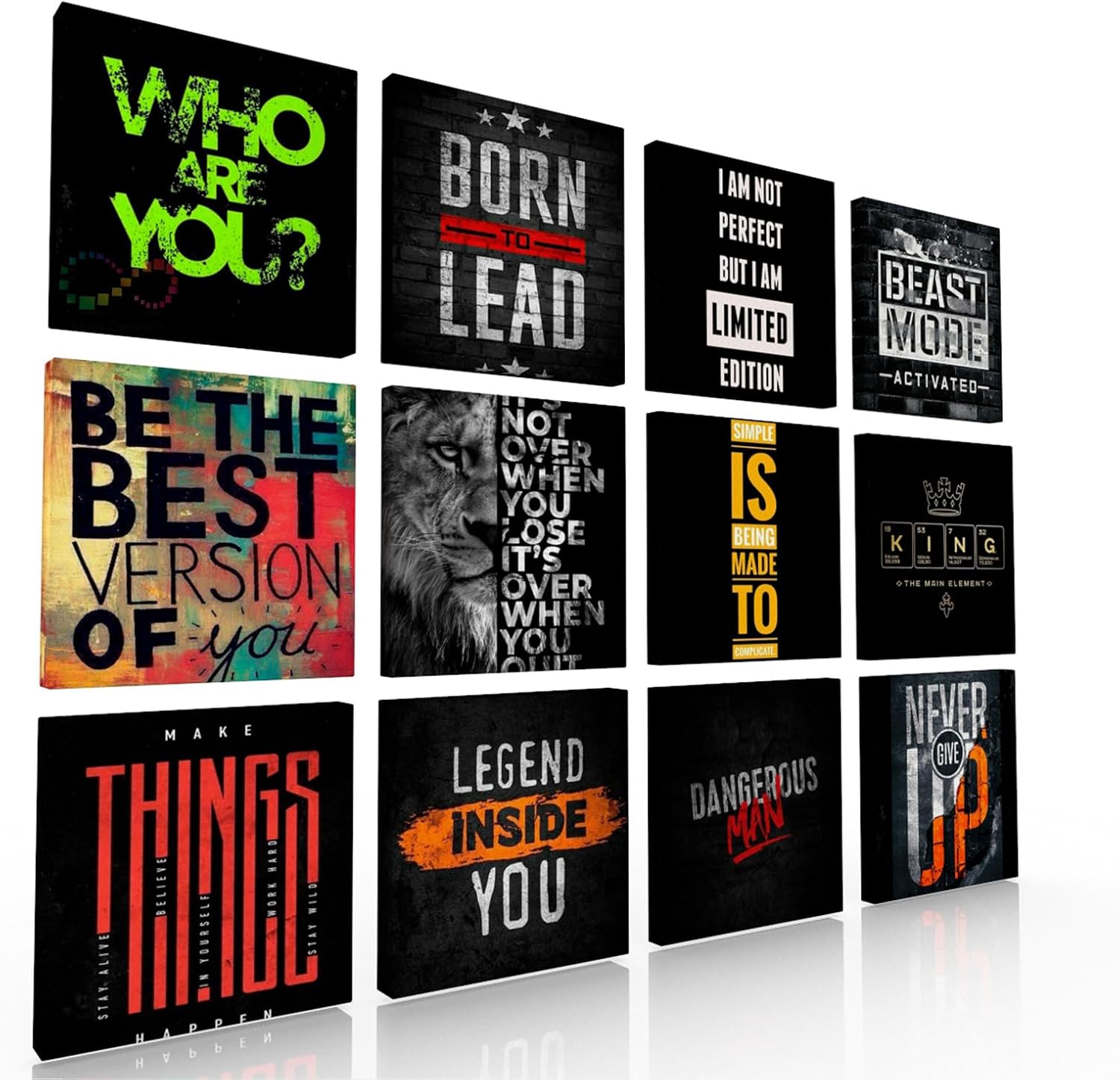 Set de 12 Cuadros Decorativos Frases Poderosas Y Motivadoras Para Hombres