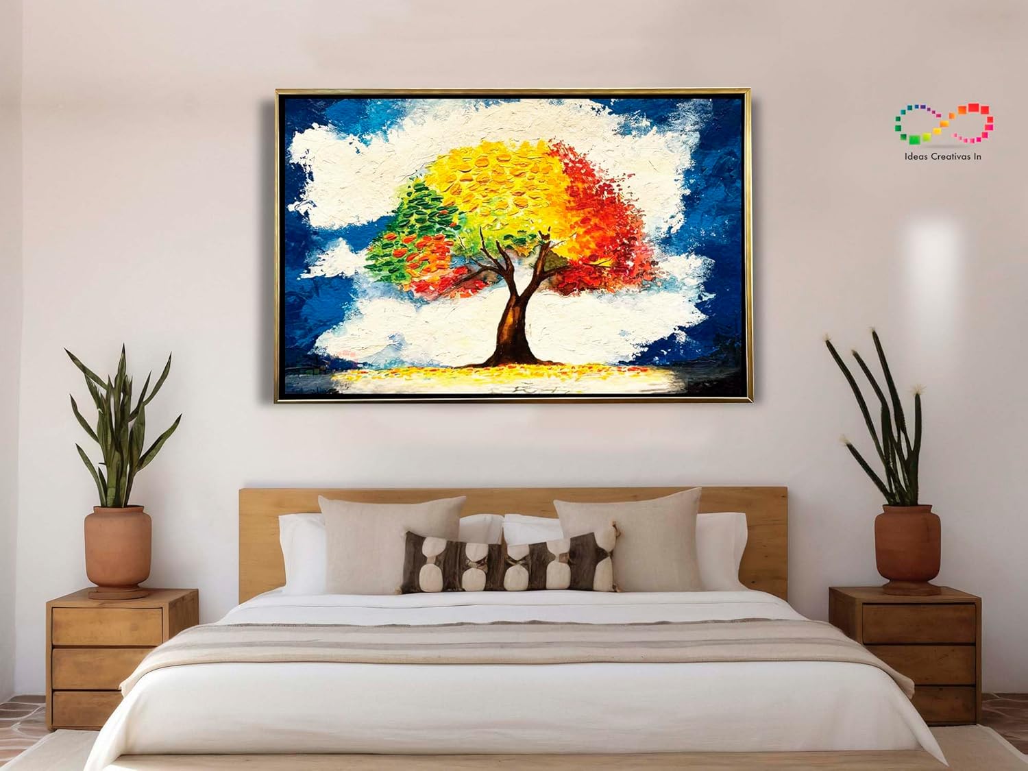 Ideas creativas in-Cuadro Decorativo Moderno Con Marco Flotante Para Sala Recamara Oficina Arbol De La Vida Ideas Creativas In (Oro) Txtura Oleo-120 x 80 cm - Imagen 9