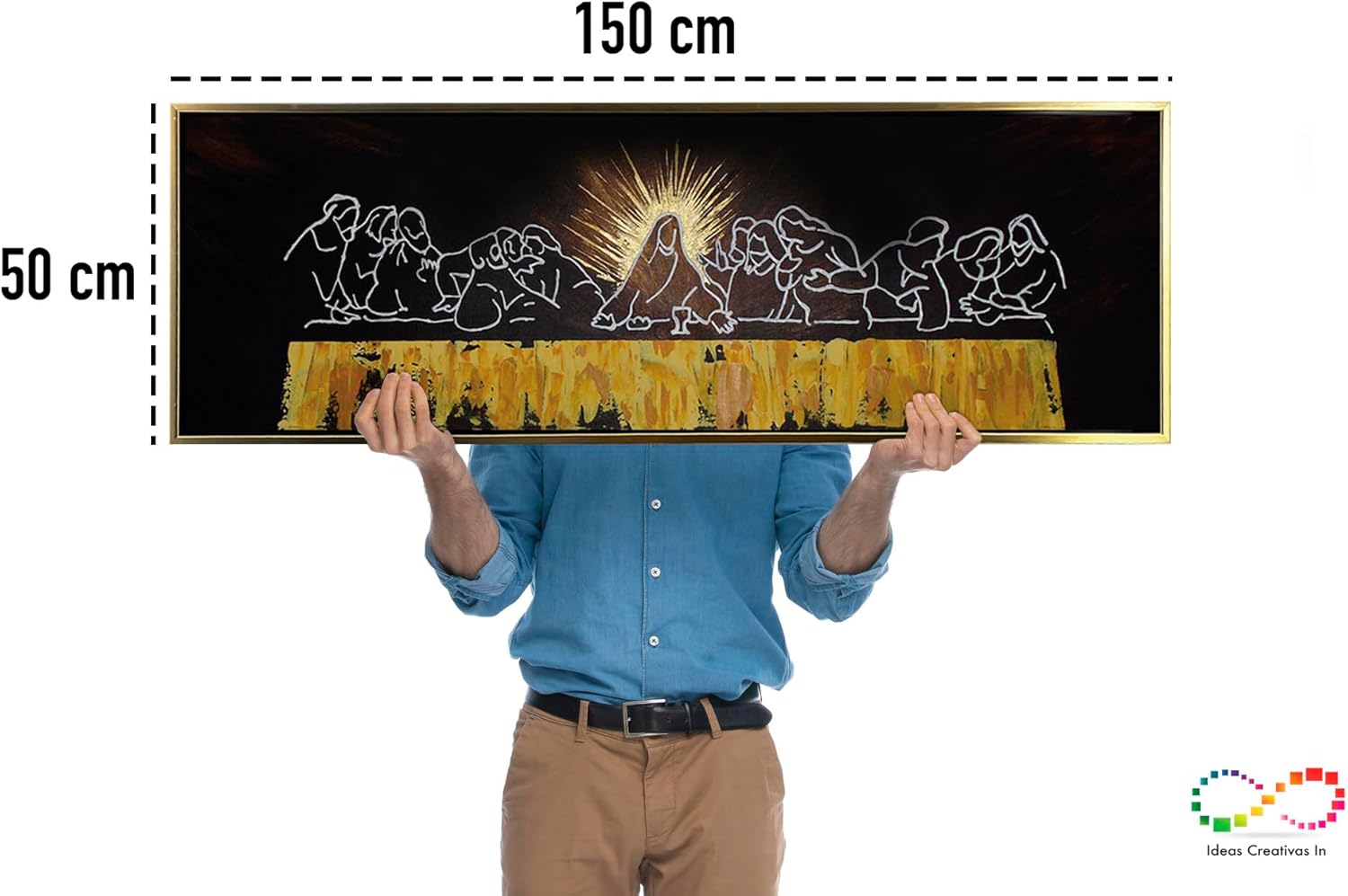 Ideas creativas In- Cuadro Decorativo Moderno Sublimado Para Comedor Cocina Ultima Cena Sagrada Con Marco Flotante Calidad Premium Panoramico -150 x 50 cm - Imagen 6