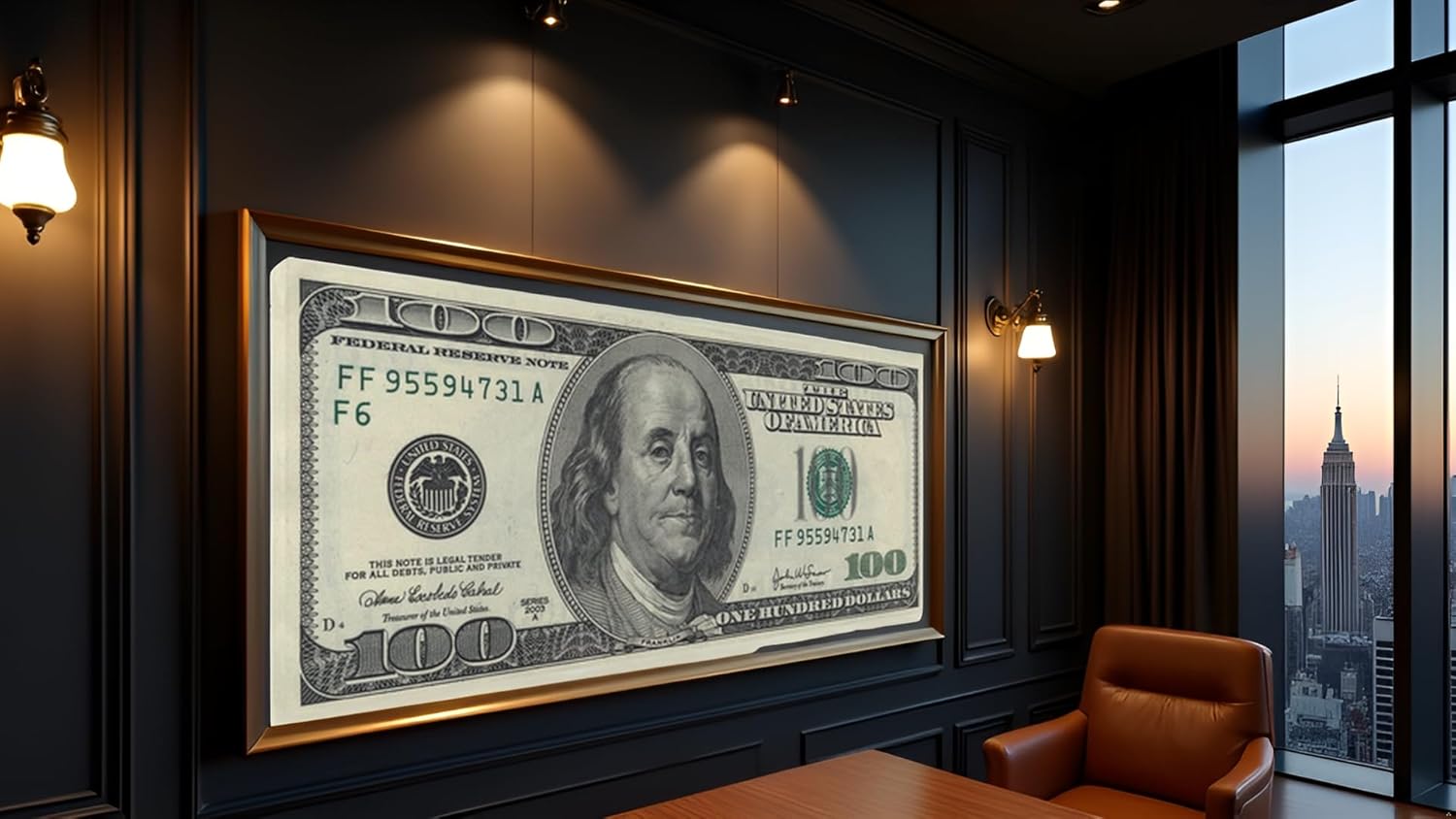 Cuadro Decorativo Sublimado en Tela Billete Verde - Imagen 7