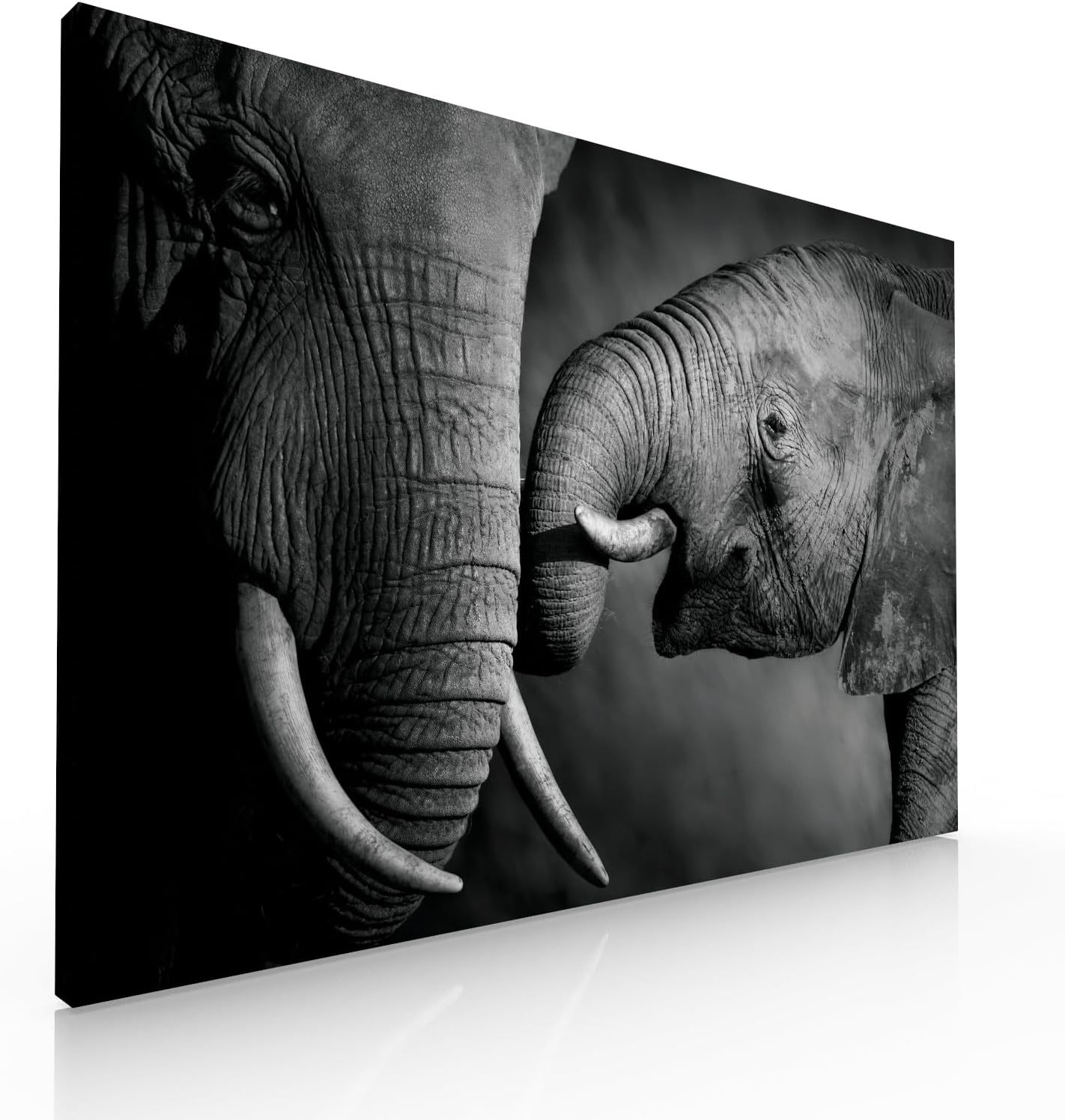 Ideas Creativas In-Cuadro Decorativo Sublimado Para Sala Recamara o Comedor Familia Elefantes Grande- Cuadro Moderno-Blanco y Negro-Blanco y Negro-150 x 100 cm