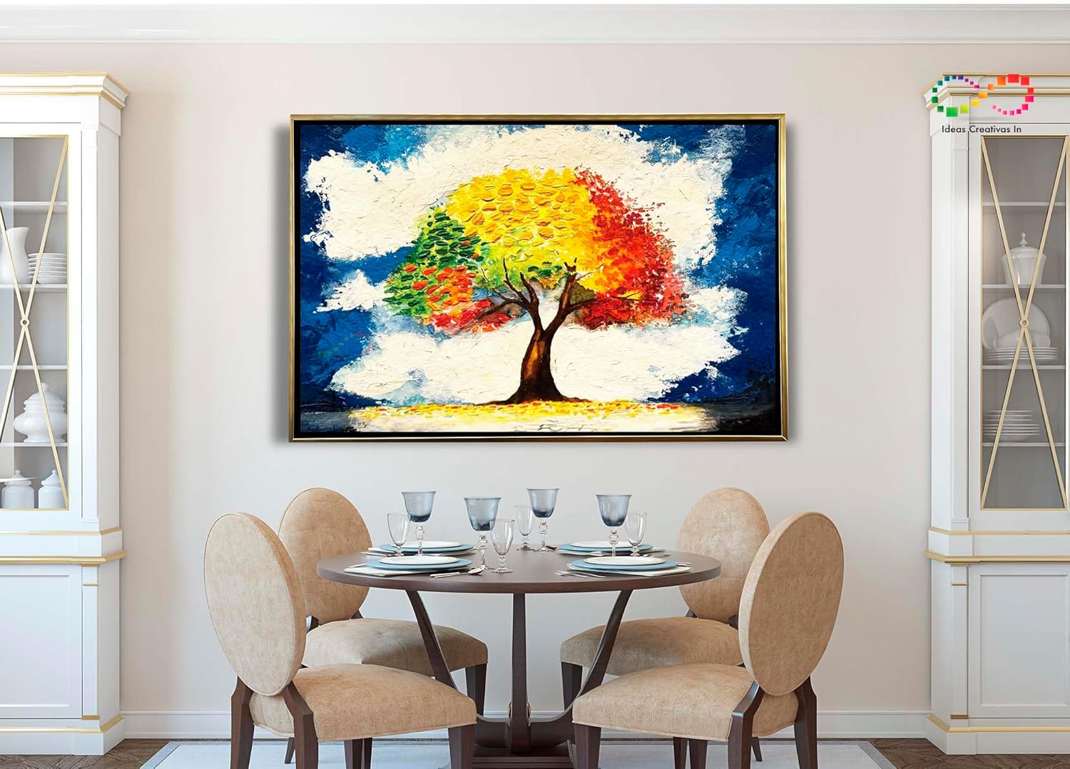 Ideas creativas in-Cuadro Decorativo Moderno Con Marco Flotante Para Sala Recamara Oficina Arbol De La Vida Ideas Creativas In (Oro) Txtura Oleo-120 x 80 cm - Imagen 5