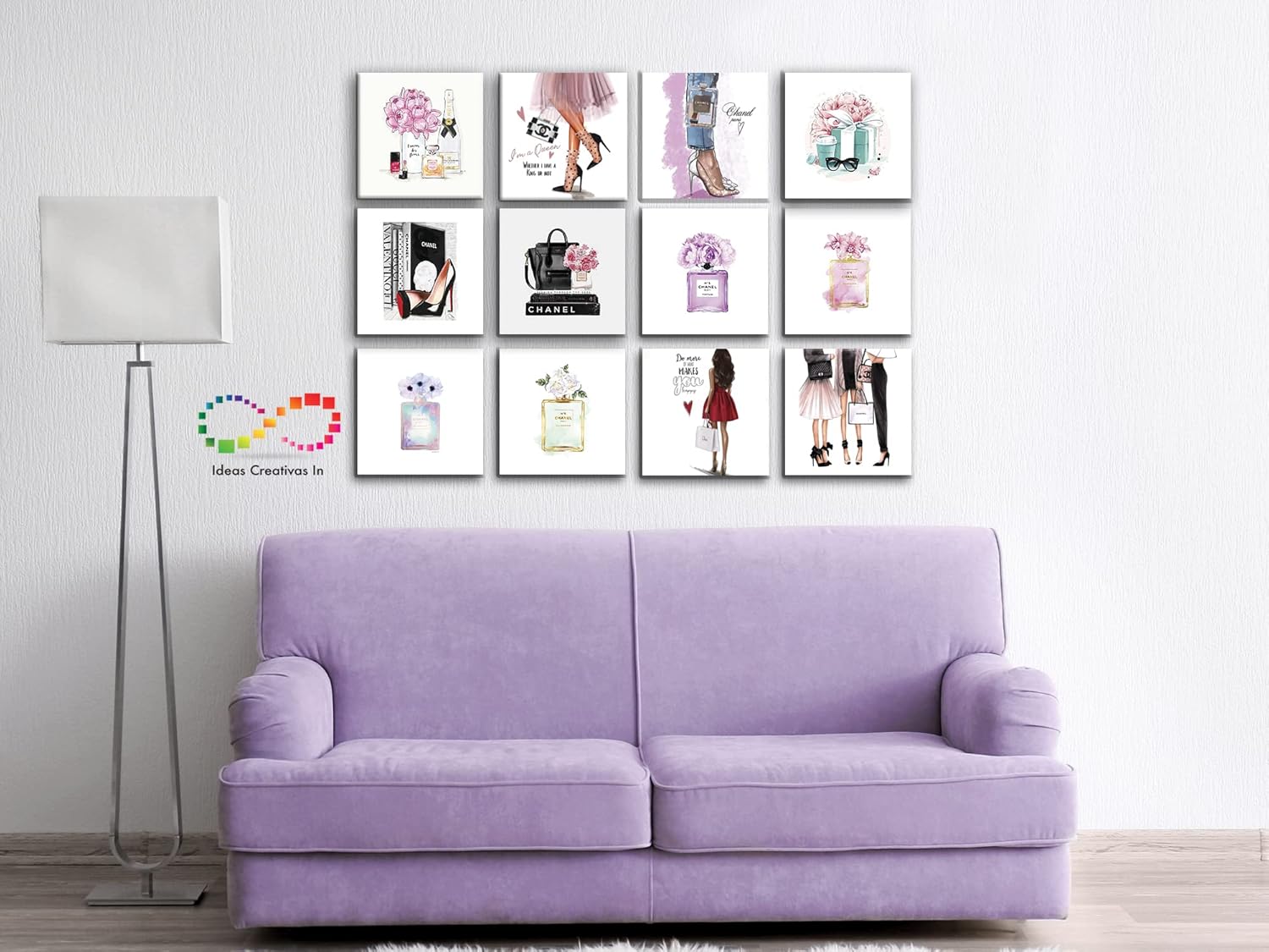 Ideas Creativas in-Set de 12 Cuadros Decorativos Para Recamara Fashion- Decoracion Moderna- Canvas-Tipo Galeria - Imagen 2