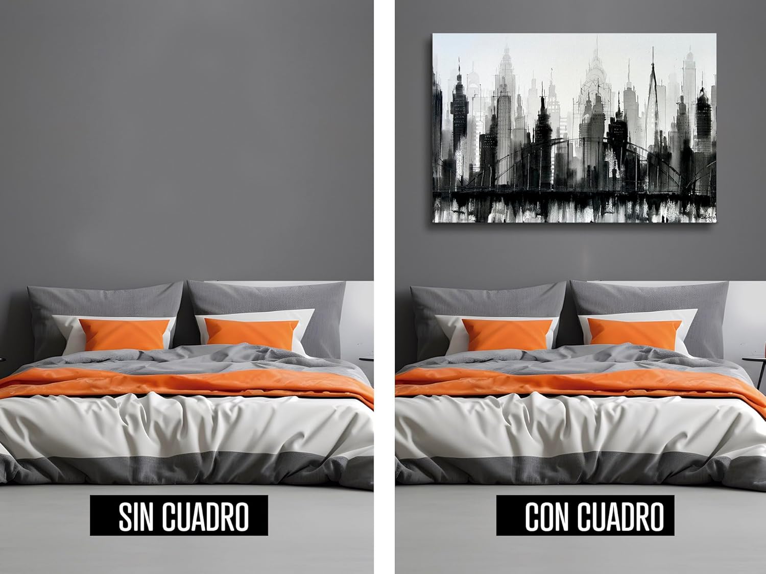 Ideas creativas In-Cuadro Decorativo Canvas Para Oficina Dormitorio Sala Estudio Ciudad Edificios Lienzo Blanco y Negro- Arquitectura- Textura Oleo- 120 x 80 - Imagen 4