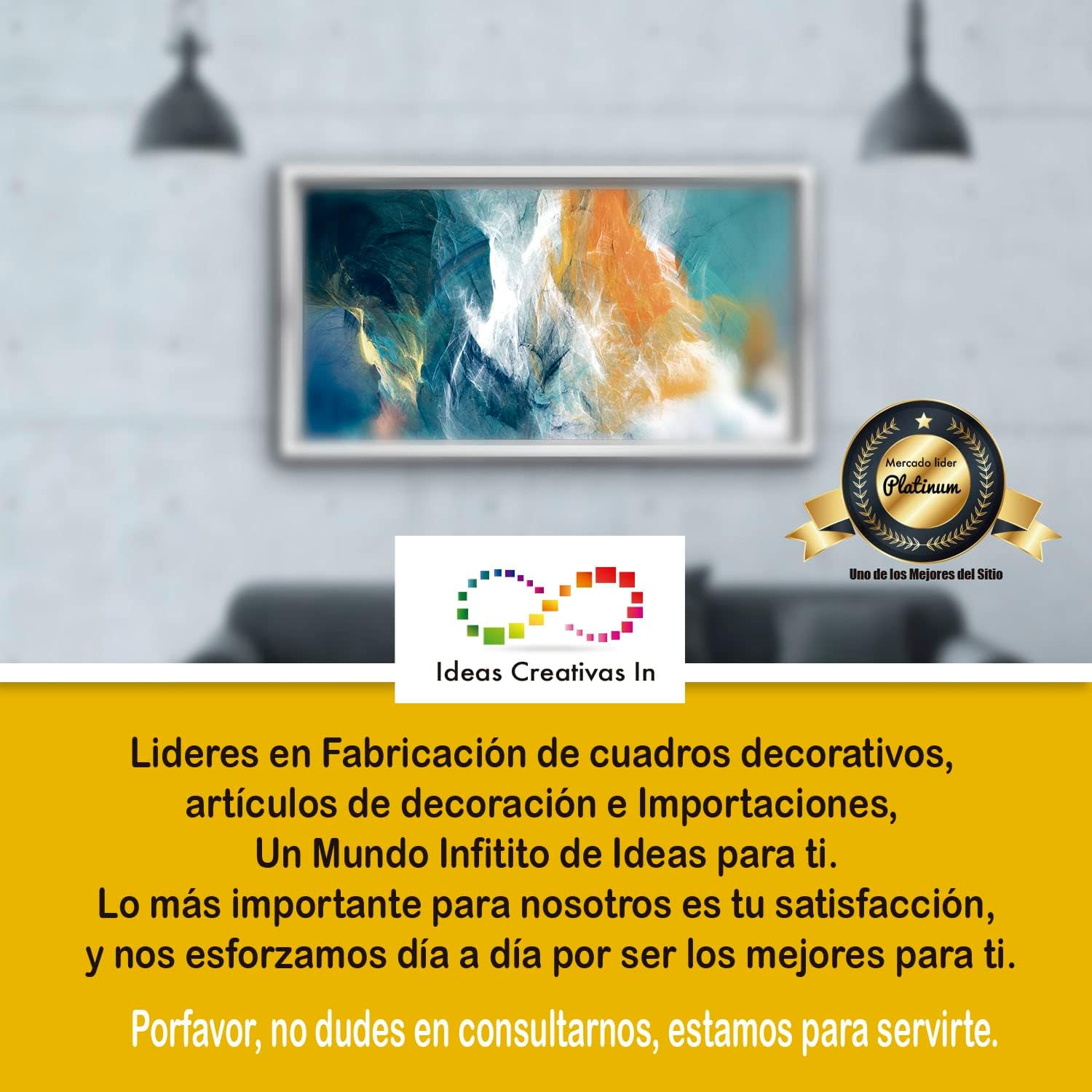 Cuadro Decorativo Abstracto Sublimado en TelaVerde Oro - Imagen 8