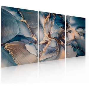 Ideas creativas In- Set de 3 Cuadros Decorativos Modernos Abstracto Marino Oro-Cuadros Para Sala...