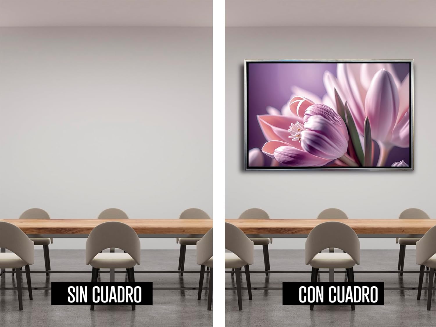 Ideas Creativas In- Cuadro Decorativo Moderno Con Marco Flotante Para Sala Recamara Oficina Flor Tulipan !20 cm x 80 cm Fores- Canvas (plata) - Imagen 6