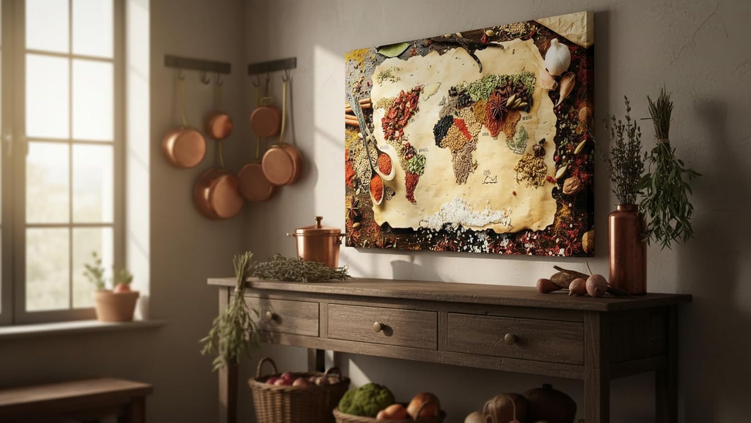 Ideas creativas In-Cuadro decorativo moderno Para Cocina o Comedor Mapa Semillas-Decoracion Cocina-120 cm x 80 cm - Imagen 9