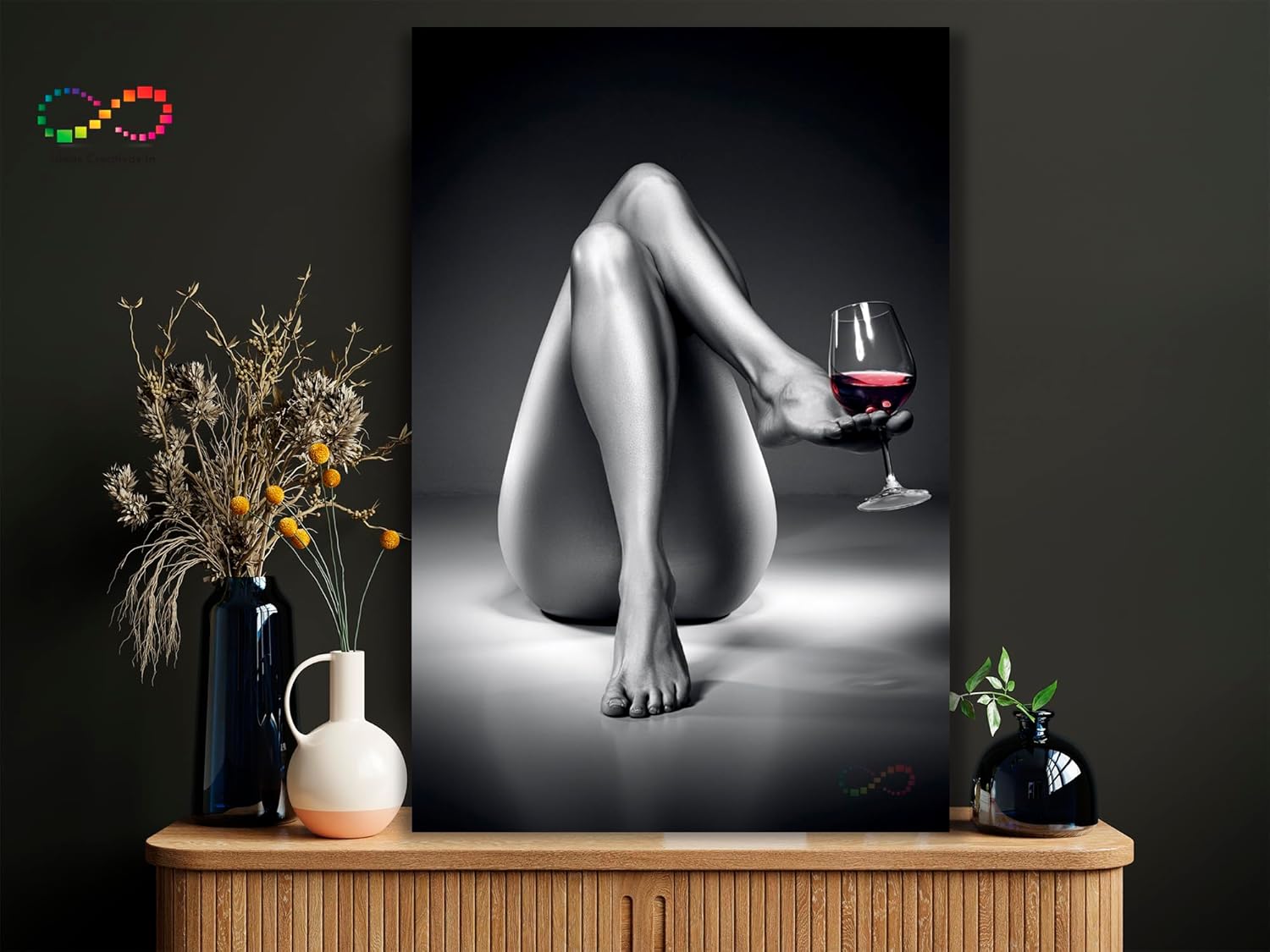 Ideas creativas In-Cuadro Decorativo Para Recamara o Salon Sensualidad Con Copa de Vino-Moderno-Canvas-80 x 120 cm - Imagen 4