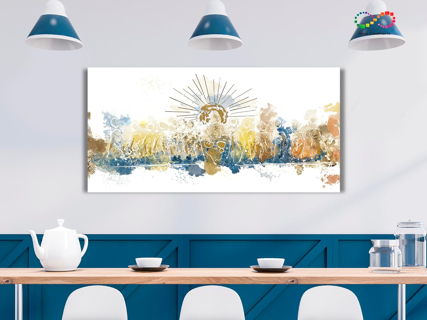 Ideas creativas in- Cuadro Decorativo Canvas Marco Flotante Para Comedor Cocina Ultima Cena Sagrada Abstracta Calidad Premium (Plata)-Textura oleo-140 x 70cm (copia) - Imagen 8