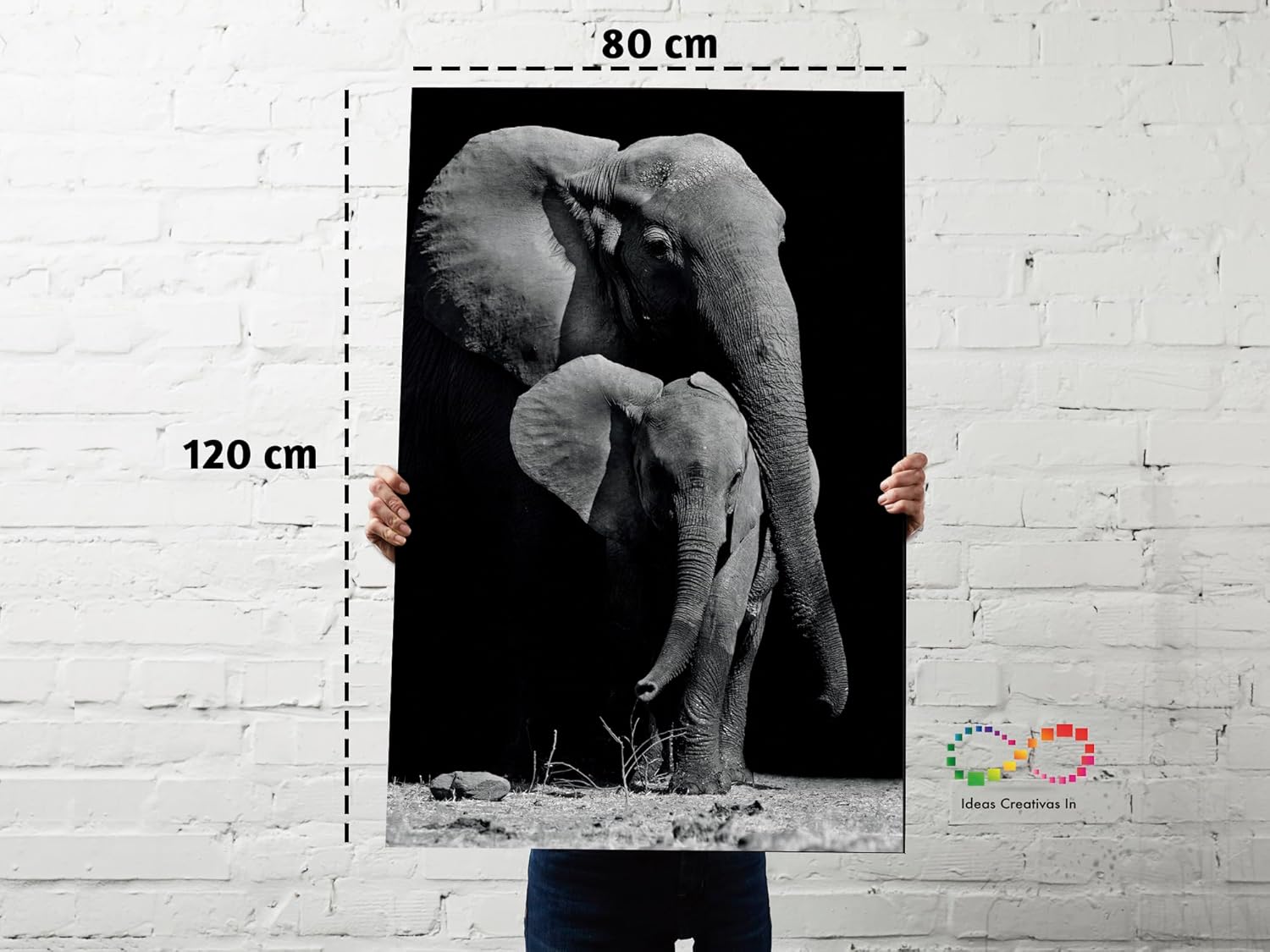 Cuadro Decorativo Moderno Para Sala Recamara o Comedor Elefante Protector-Decoracion-Canvas- Elefantes Mama y Elefantito Blanco y Negro-Ideas Creativas In - Imagen 7