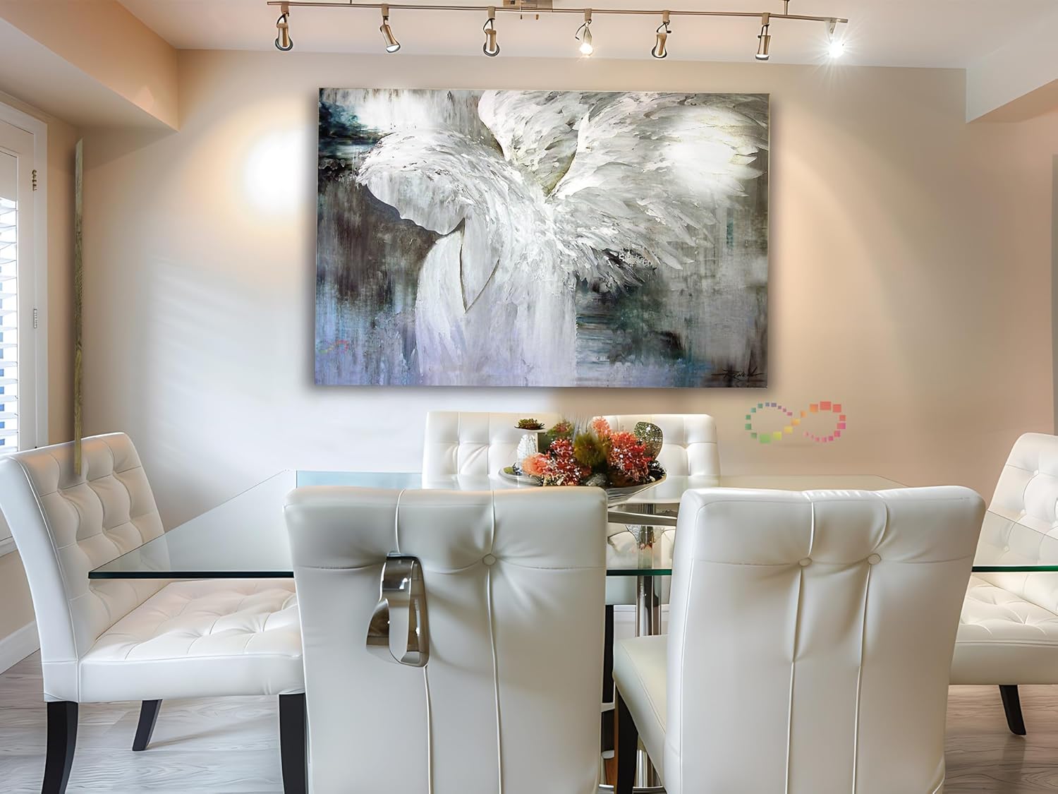 Ideas Creativas In - Cuadro Decorativo Moderno Para Salas- Recamara- Oficina-Comedor -Angel De la Guarda Protector-Abstracto- Tela Canvas - Imagen 4