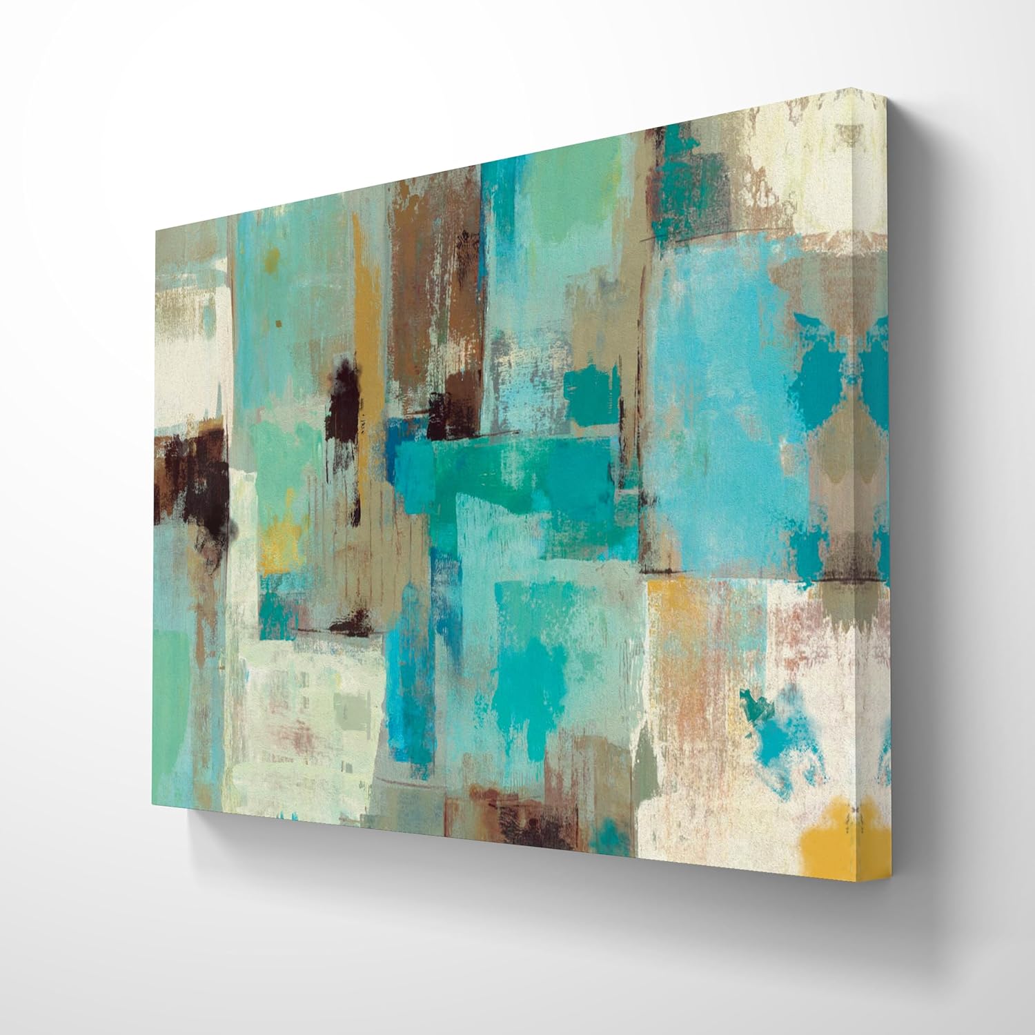 Ideas Creativas In-Cuadro Decorativo Abstracto Para Sala Comedor Mosaicos tonos turquesa- Canvas-!20 x 80 cm