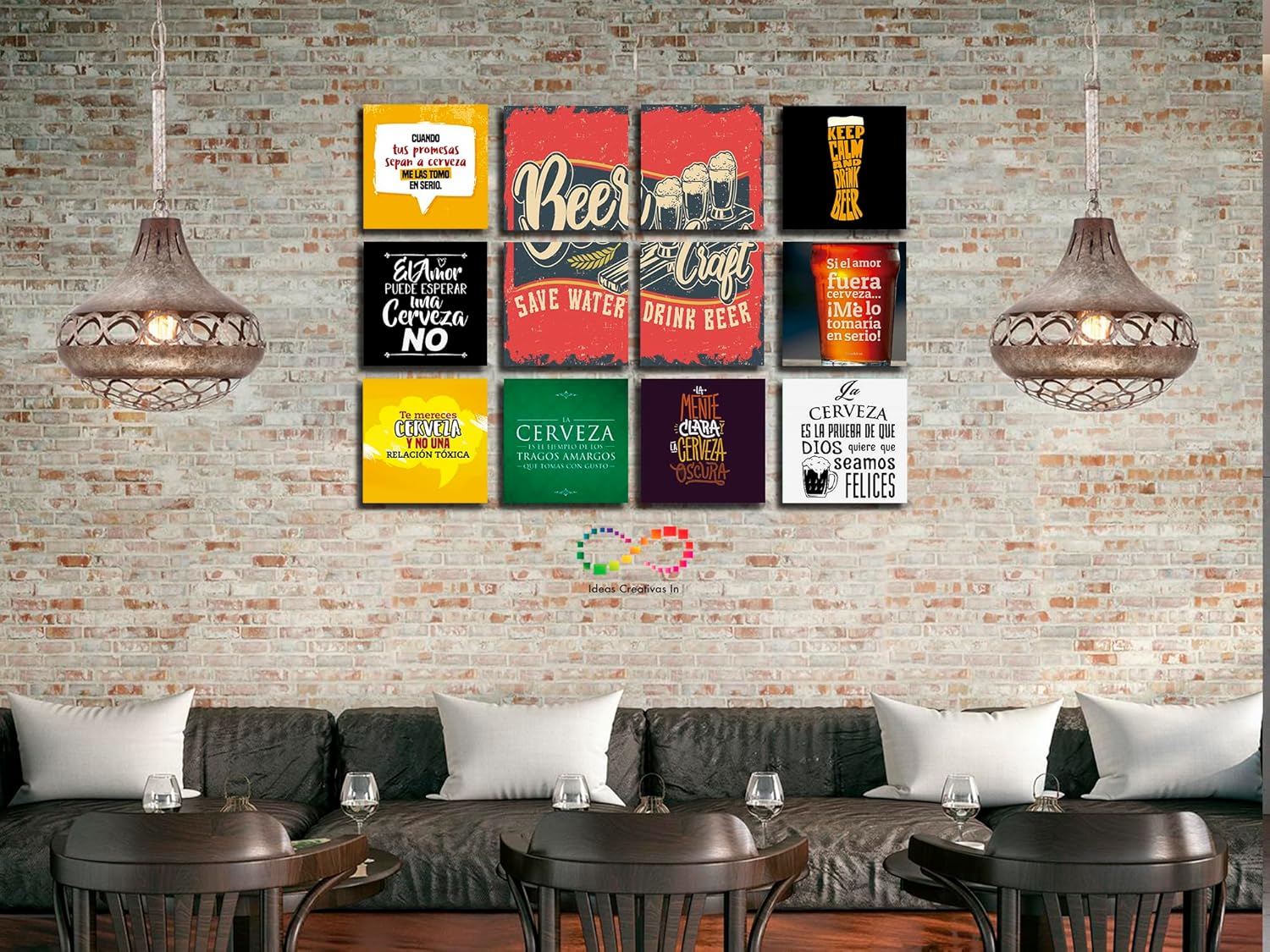 Ideas Creativas in Set de 12 Cuadros Decorativos Para Bar o Cantina Frases de Cerveza-Canvas - Imagen 2