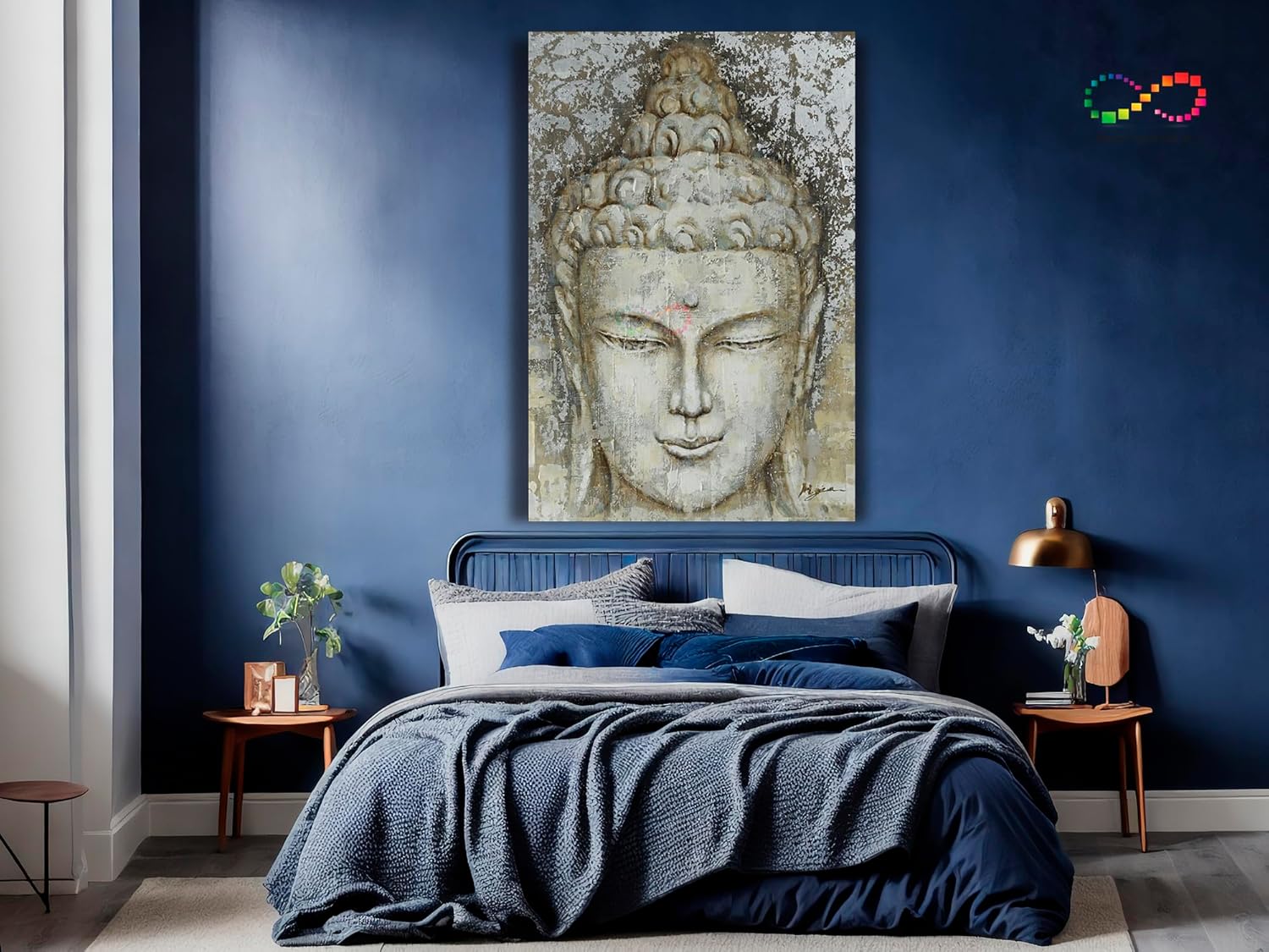 Ideas Creativas In-Cuadro Decorativo Canvas Para Sala Recamara o comedor Rosto Buda Piedra-Canvas-80 x 120 cm - Imagen 5