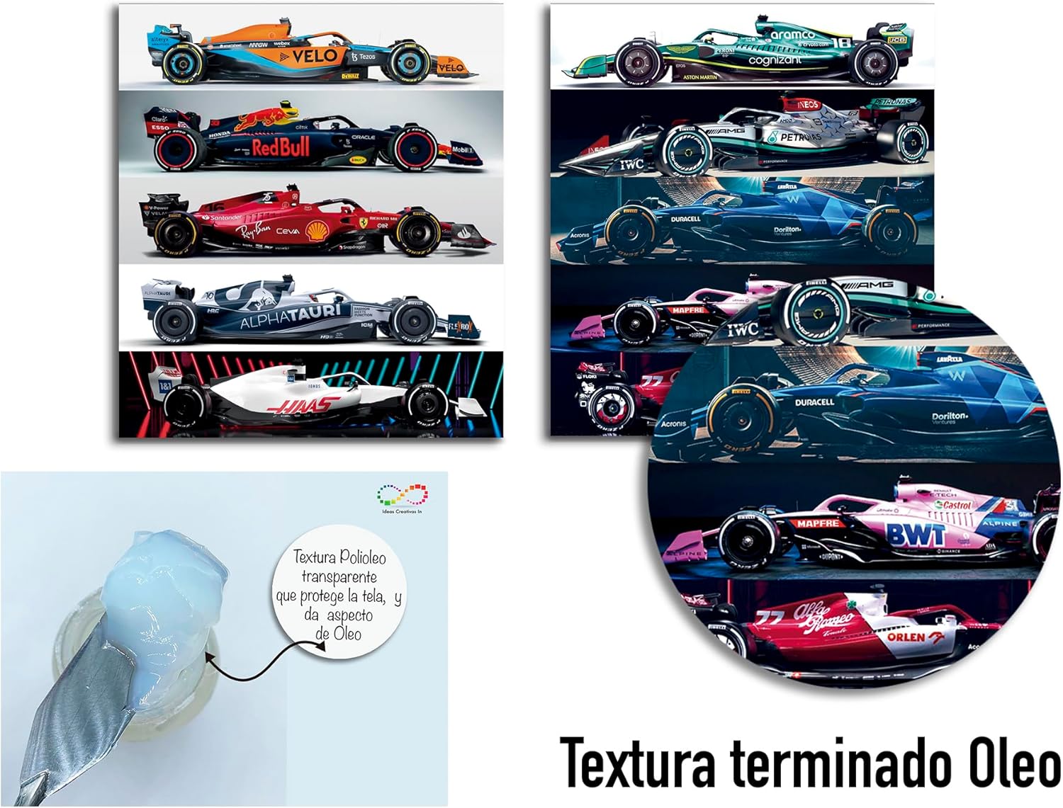 Ideas creativas In- Set de 2 Cuadros Decorativos Para Sala Recamara Comedor oficina Automovilismo Formula-Equipo-Moderno- 164 x 90 cm - Imagen 4
