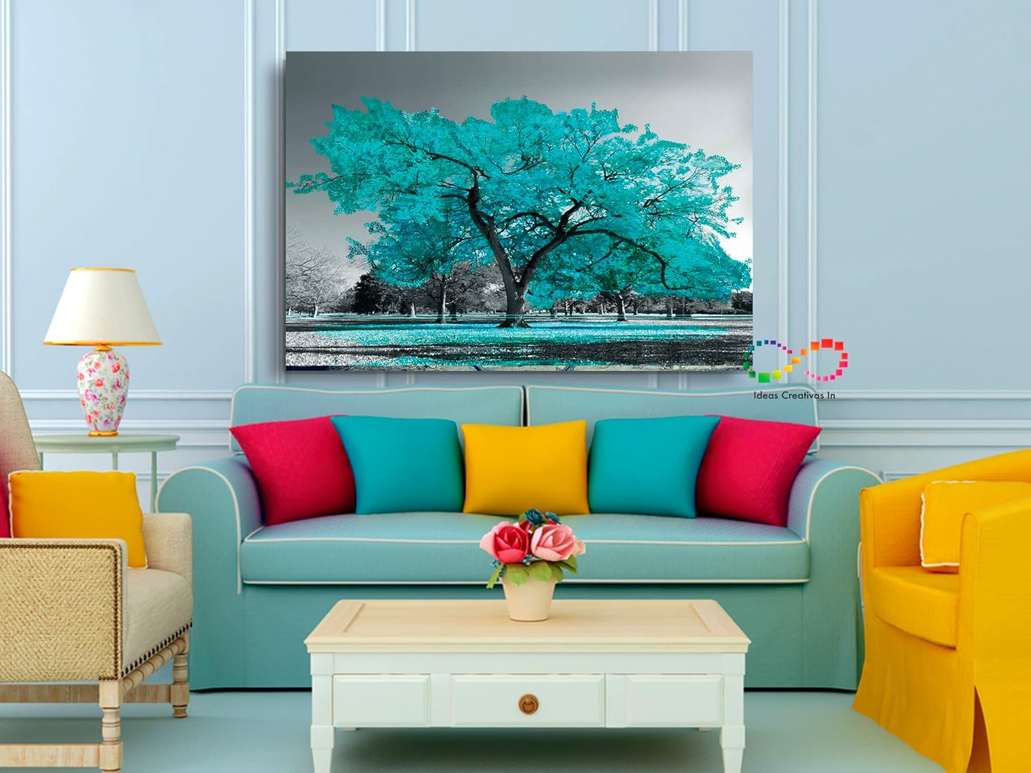 Cuadro Decorativo Moderno Para Sala Recamara o Comedor Arbol Turquesa - Imagen 5