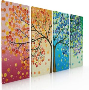 Ideas Creativas In-Set de 4 Cuadros Decorativos Modernos Arbol De La Vida 4 Estaciones, Decoracion...