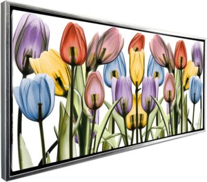 Ideas Creativas in-Cuadro Decorativo Moderno Con Marco Flotante Tulipanes de Color (Plata)- 140 x...