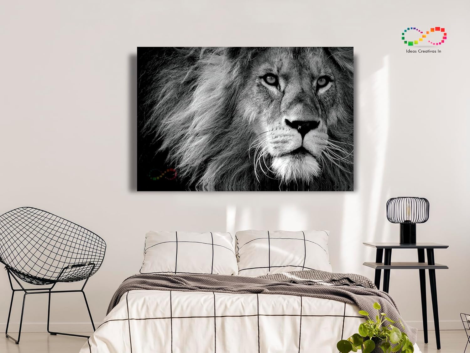Ideas Creativas In-Cuadro decorativo moderno para sala recamara o comedor cara Leon-Blanco y Negro-Sublimacion-120 cm x 80 cm - Imagen 7