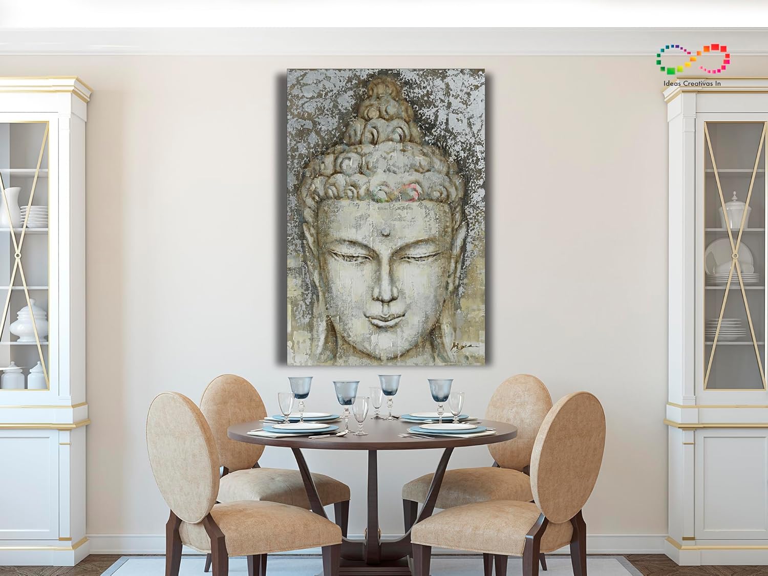 Ideas Creativas In-Cuadro Decorativo Canvas Para Sala Recamara o comedor Rosto Buda Piedra-Canvas-80 x 120 cm - Imagen 2