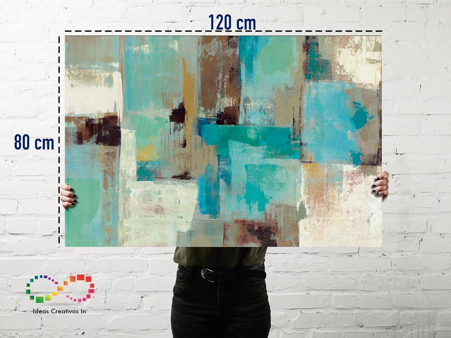 Ideas Creativas In-Cuadro Decorativo Abstracto Para Sala Comedor Mosaicos tonos turquesa- Canvas-!20 x 80 cm - Imagen 7
