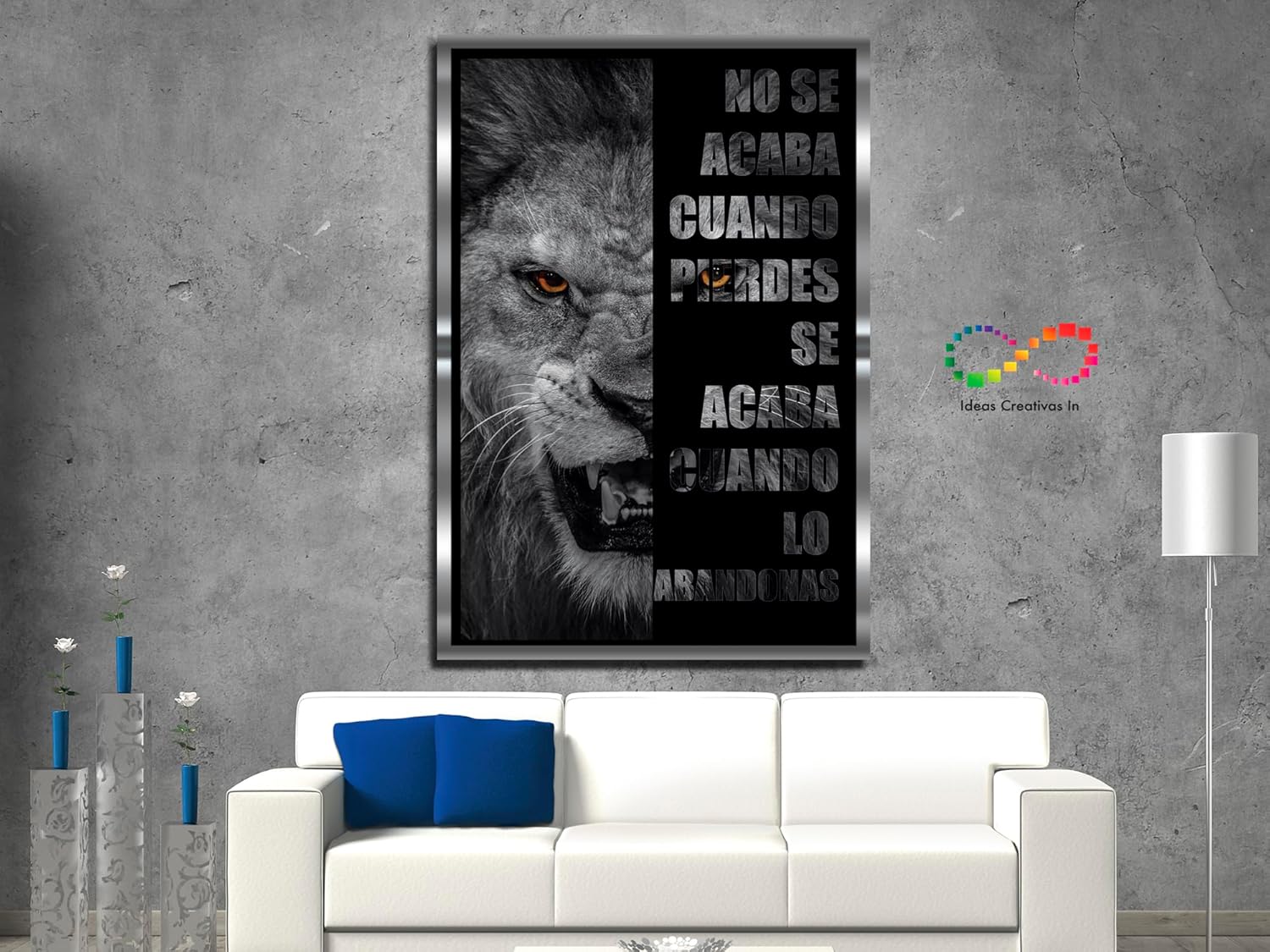 Cuadro Decorativo Moderno Para Sala Recamara o Comedor Leon Con Frase Motivadora - Imagen 6