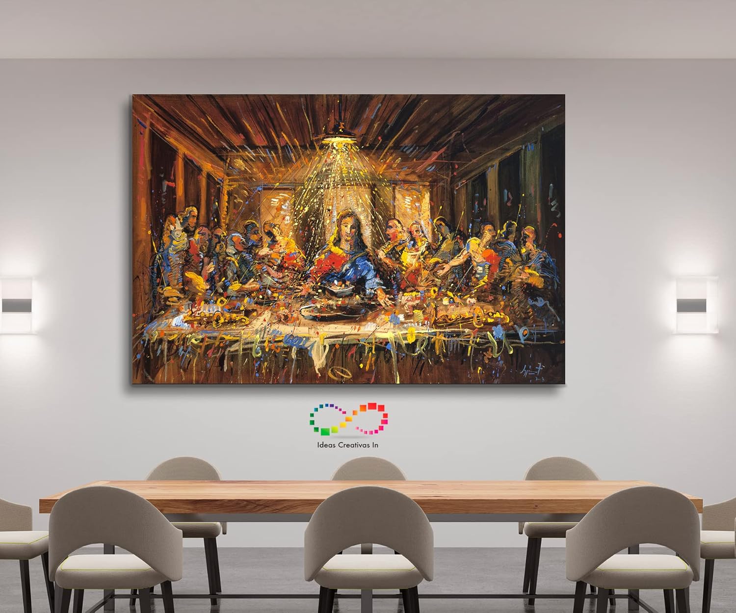 Cuadro Decorativo Sublimado En Tela Ultima Cena Colorida - Imagen 4