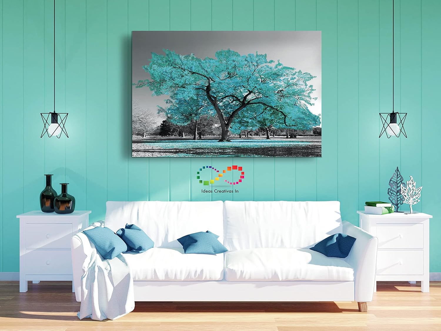 Cuadro Decorativo Moderno Para Sala Recamara o Comedor Arbol Turquesa - Imagen 2