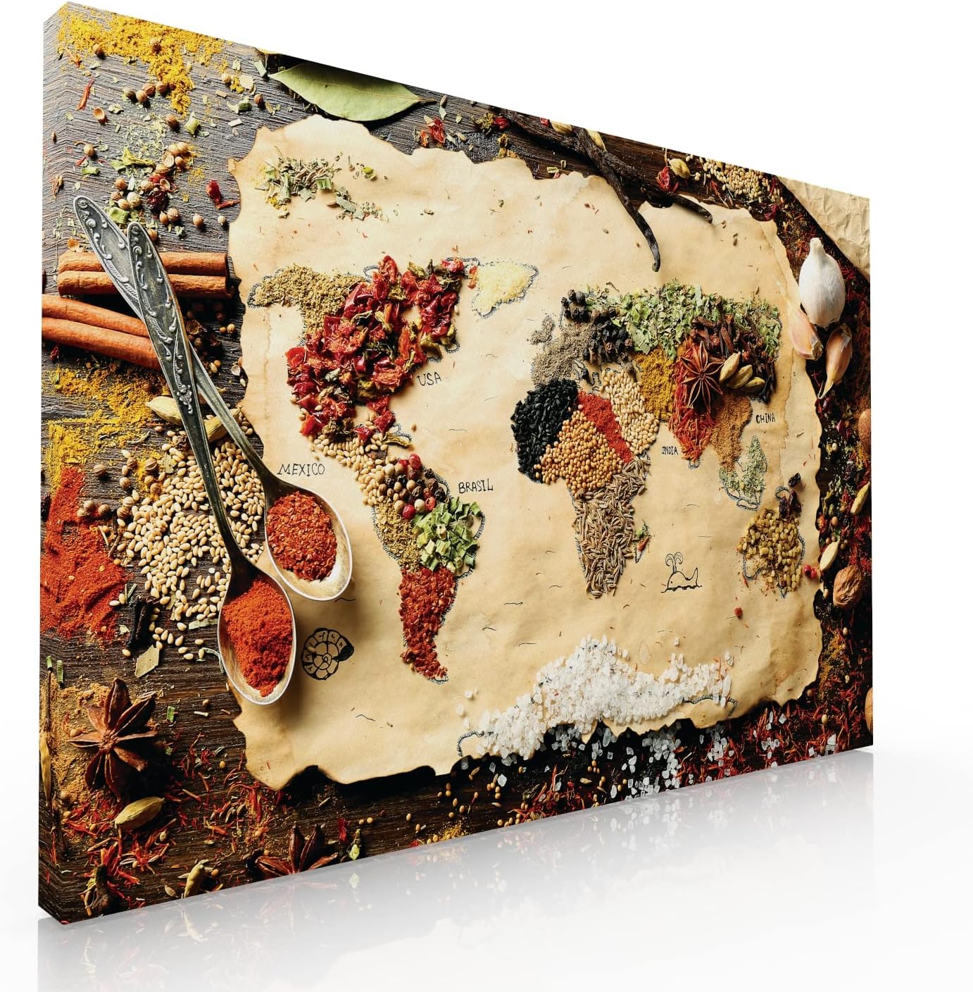 Ideas creativas In-Cuadro decorativo moderno Para Cocina o Comedor Mapa Semillas-Decoracion Cocina-120 cm x 80 cm