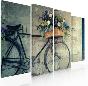 Set de 4 cuadros decorativos modernos para recamara Bicicleta Vintage