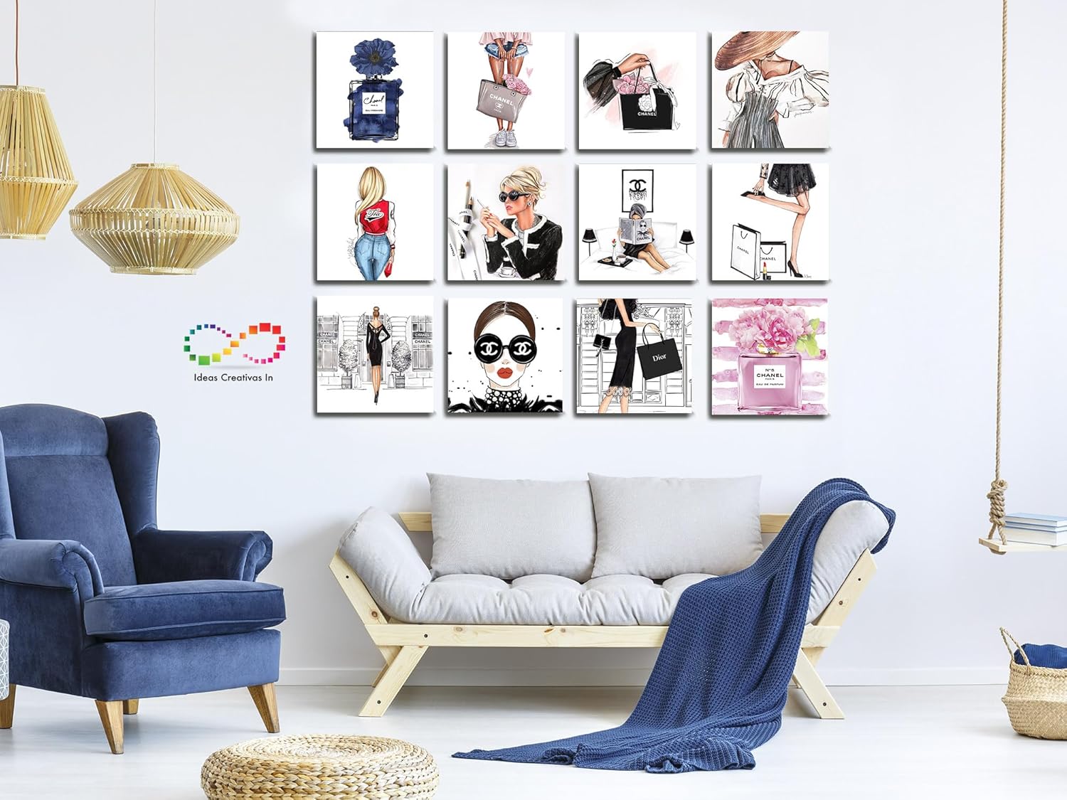 Ideas Creativas In-Set De 12 Cuadros Decorativos Para Recamara Moda Fashion-Sexy-Woman-Estilo - Imagen 2