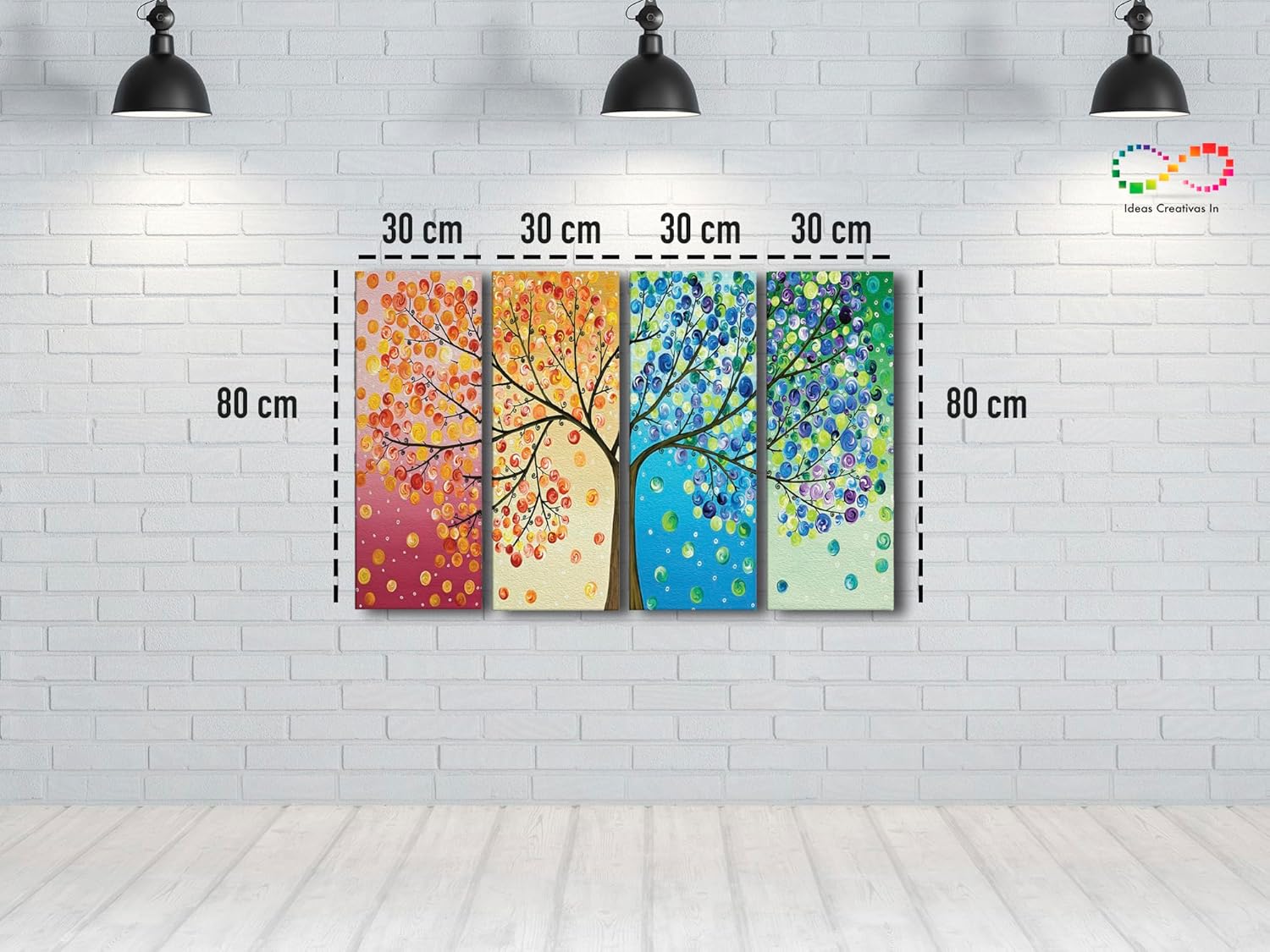Ideas Creativas In-Set de 4 Cuadros Decorativos Modernos Arbol De La Vida 4 Estaciones, Decoracion Sala Comedor Recamara Oficina-Canvas- 130 cm x 80 cm - Imagen 6