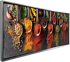 Ideas Creativas In | Cuadro sublimado en tela | Especias Semillas y Cucharas Para Cocina| Con Marco...