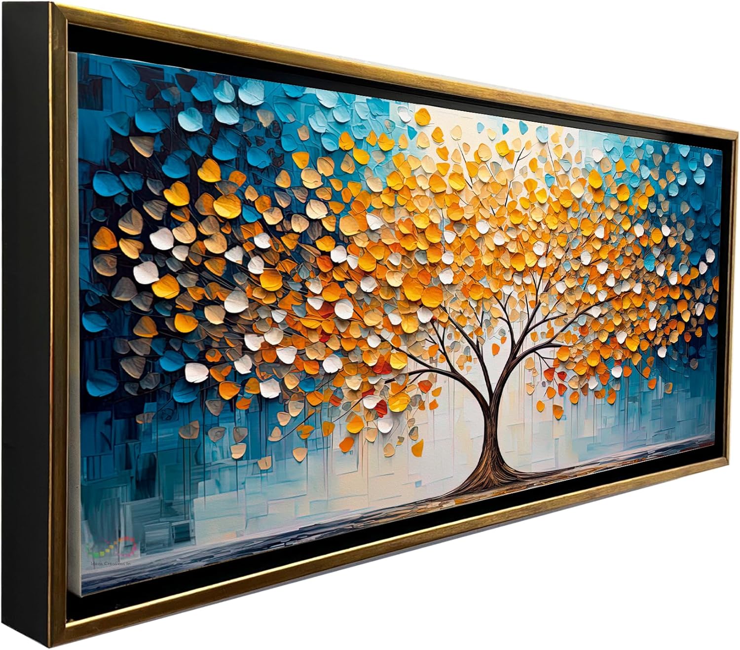 Ideas Creativas In-Cuadro Decorativo Canvas Con Marco Flotante Para Sala Recamara Oficina Arbol Real Color Ideas Creativas In 140 X 70 CM(Oro)-Textura Oleo