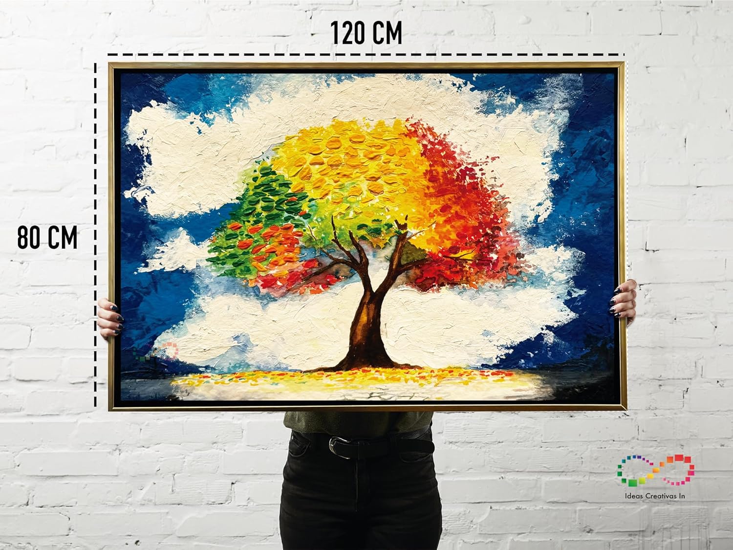 Ideas creativas in-Cuadro Decorativo Moderno Con Marco Flotante Para Sala Recamara Oficina Arbol De La Vida Ideas Creativas In (Oro) Txtura Oleo-120 x 80 cm - Imagen 7