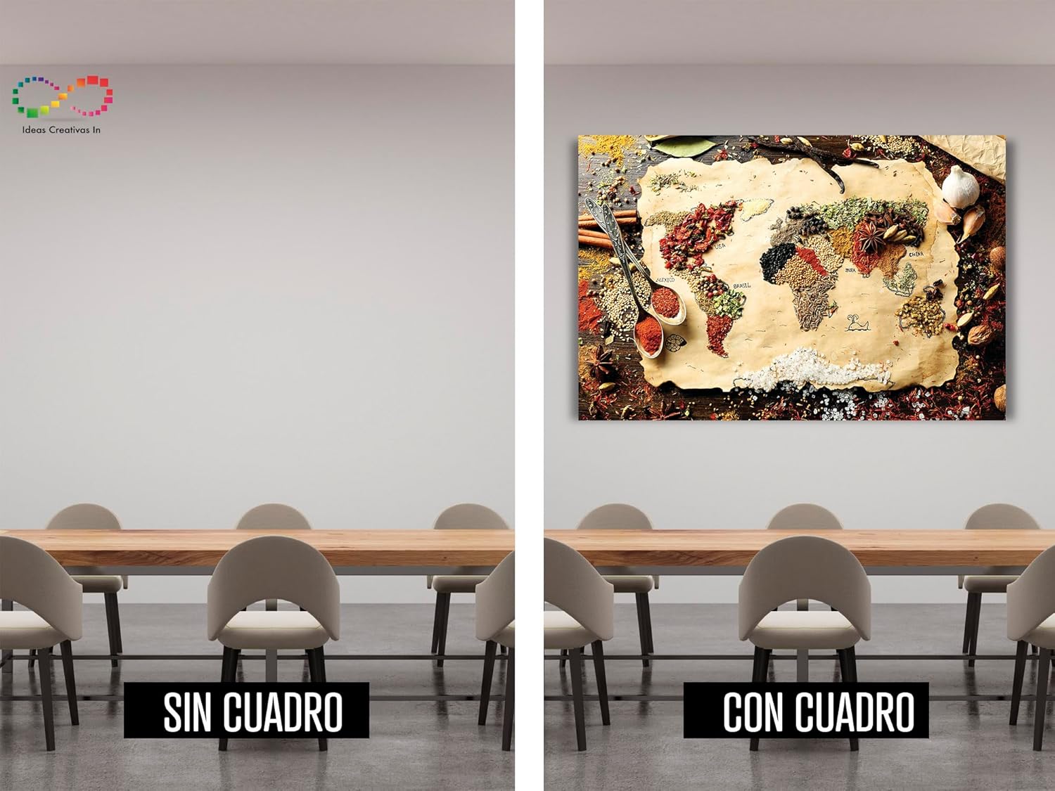 Ideas creativas In-Cuadro decorativo moderno Para Cocina o Comedor Mapa Semillas-Decoracion Cocina-120 cm x 80 cm - Imagen 4