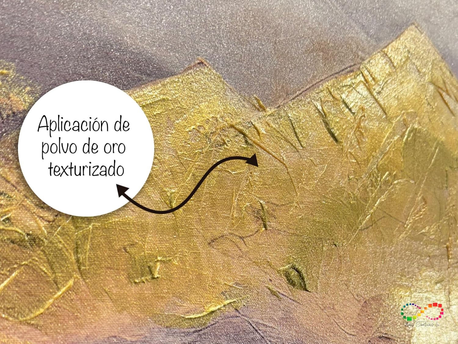 Ideas creativas In-Cuadro Decorativo Moderno Para Sala Dormitorio Oficina- Paisaje MontaƱas Doradas Y Gran Lago-Calidad Premium-Terminados En Polvo de Oro- Pintura - Imagen 2