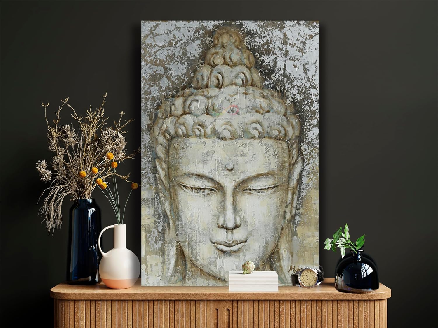 Ideas Creativas In-Cuadro Decorativo Canvas Para Sala Recamara o comedor Rosto Buda Piedra-Canvas-80 x 120 cm