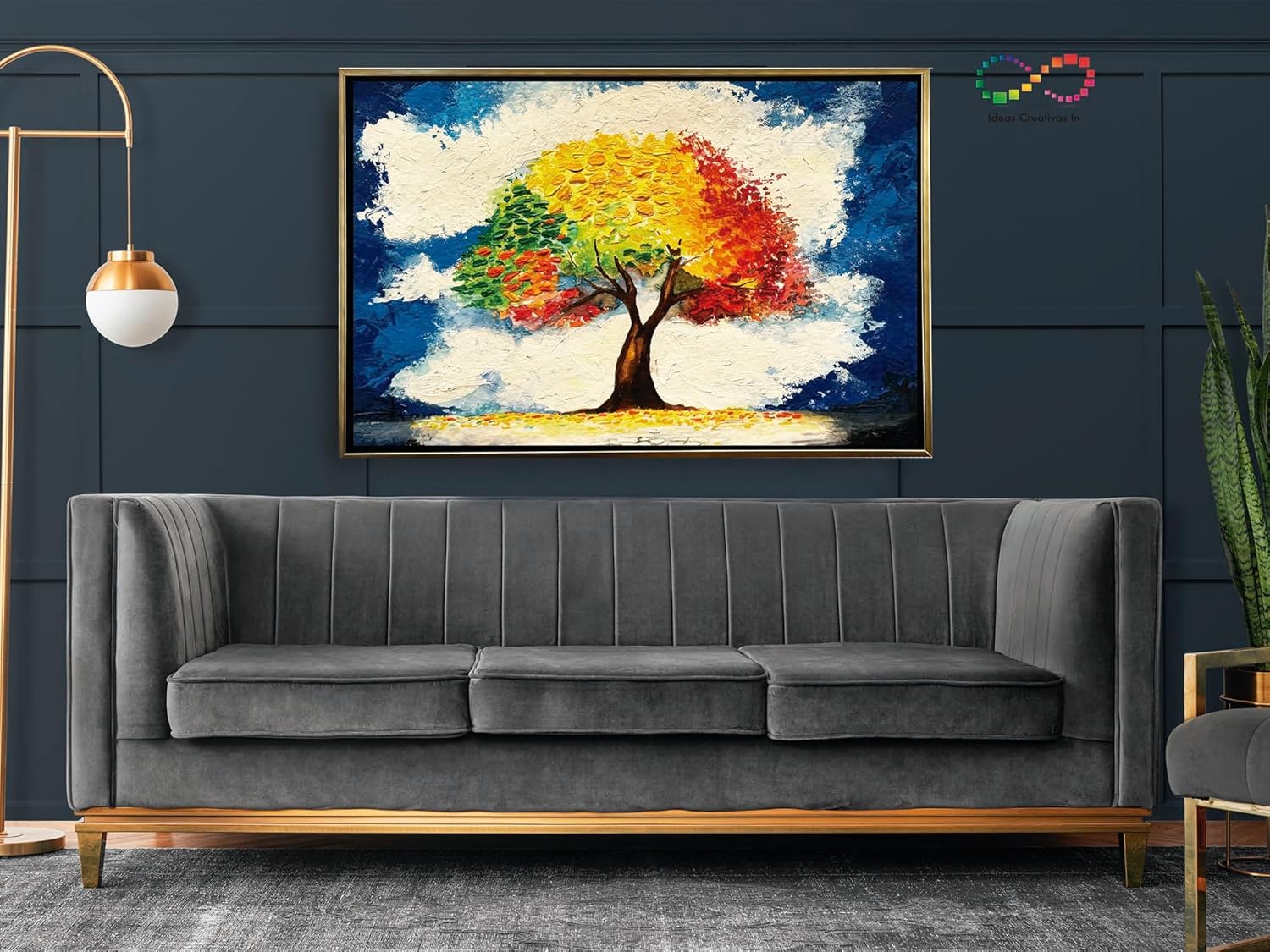 Ideas creativas in-Cuadro Decorativo Moderno Con Marco Flotante Para Sala Recamara Oficina Arbol De La Vida Ideas Creativas In (Oro) Txtura Oleo-120 x 80 cm - Imagen 2