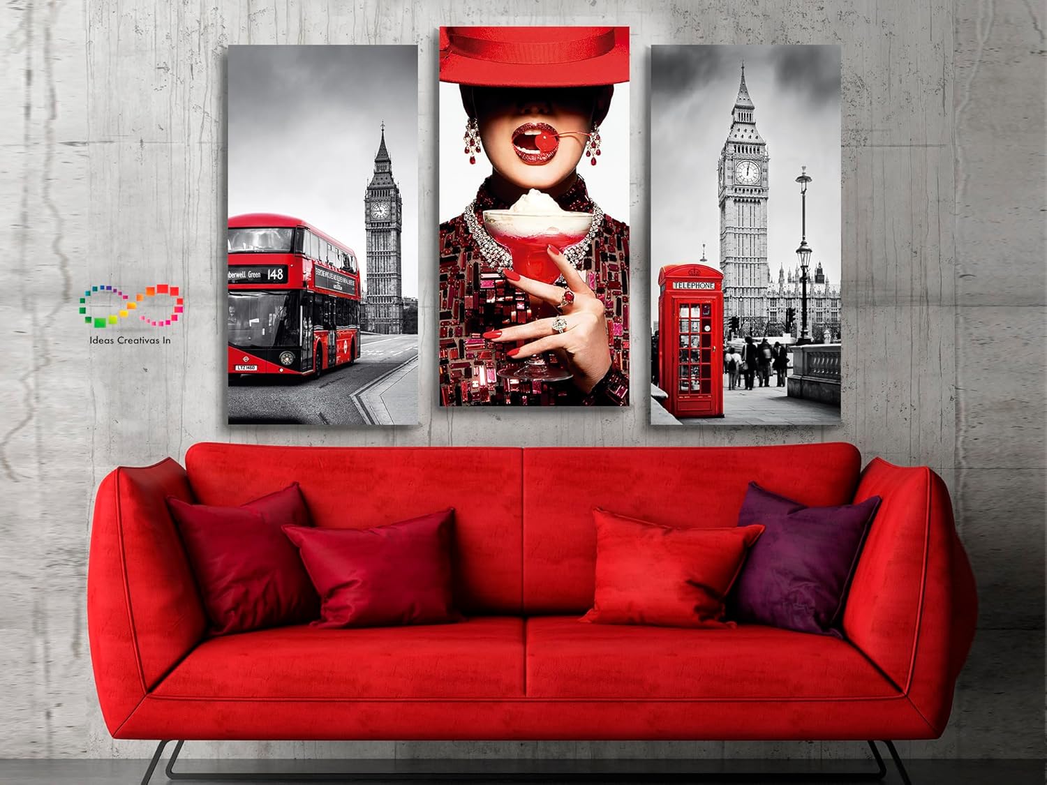 Ideas creativas in Set de 3 Cuadros Decorativos Modernos en Tela Mujer Sexy Londres-Lienzo Sublimacion-Decoracion Sala-Dormitorio-Oficina-130x80 cm - Imagen 7