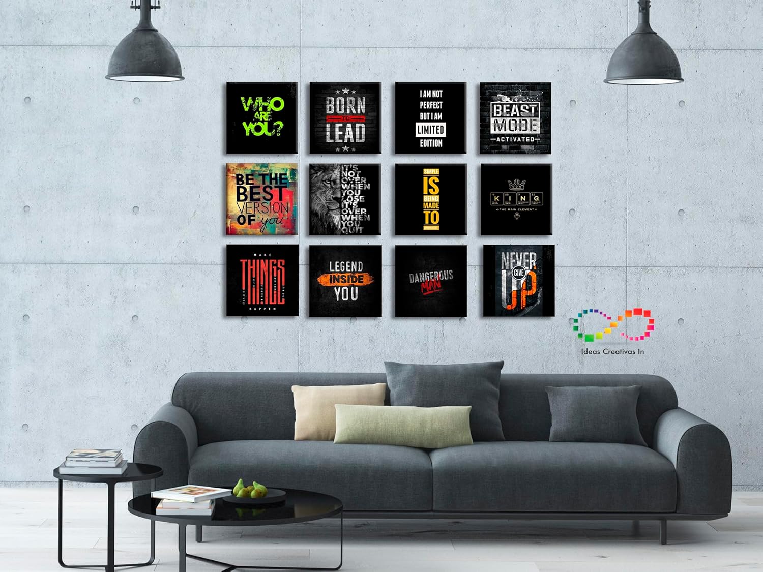 Set de 12 Cuadros Decorativos Frases Poderosas Y Motivadoras Para Hombres - Imagen 2