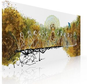 Ideas Creativas In | Cuadro Decorativo Canvas | Cena Sagrada Abstracta Moderna Tonos Ocre | Ultima...