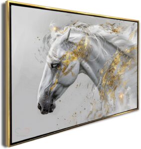 Ideas Creativas- Cuadros Decorativos Para Sala- Canvas Lienzo Impresión-Marco-Caballo Blanco...