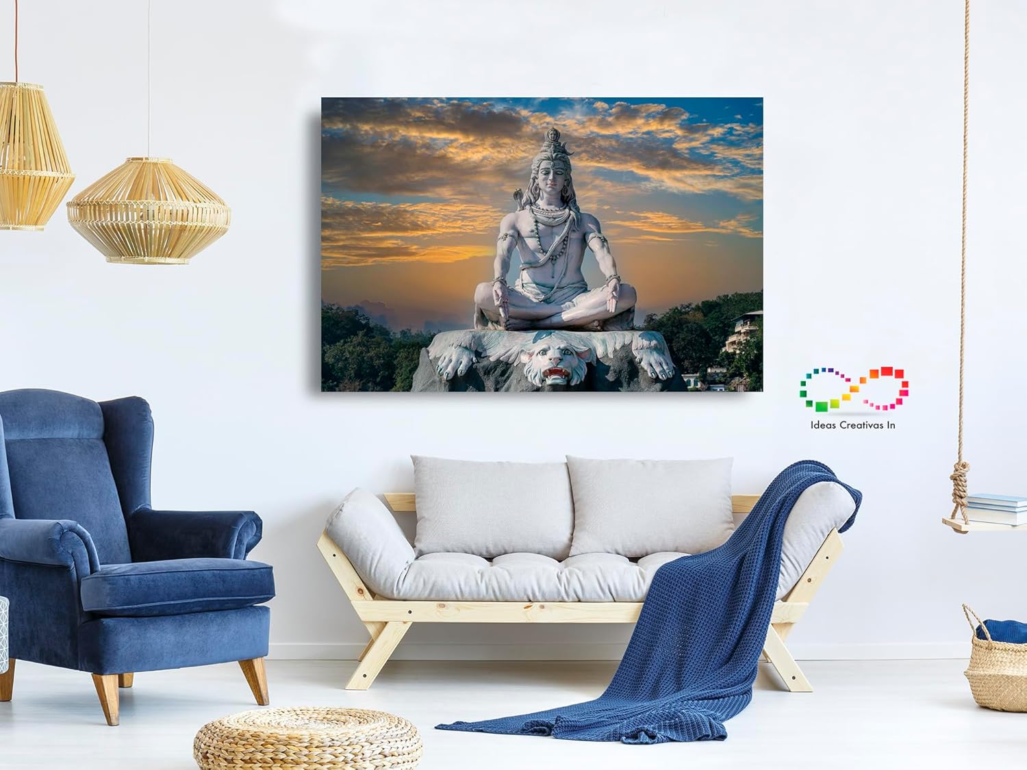 Ideas Creativas In-Cuadro Decorativo Para Sala Recamara o Comedor Canvas Dios HindĂș Shiva-120 x 80 cm - Imagen 7